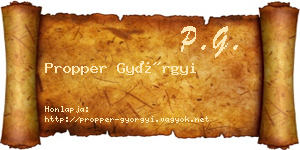 Propper Györgyi névjegykártya